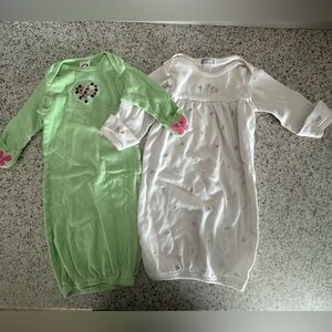 Gerber and Carter’s Green and White Baby Pajama Gowns